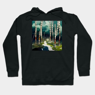 A path through birch trees Hoodie